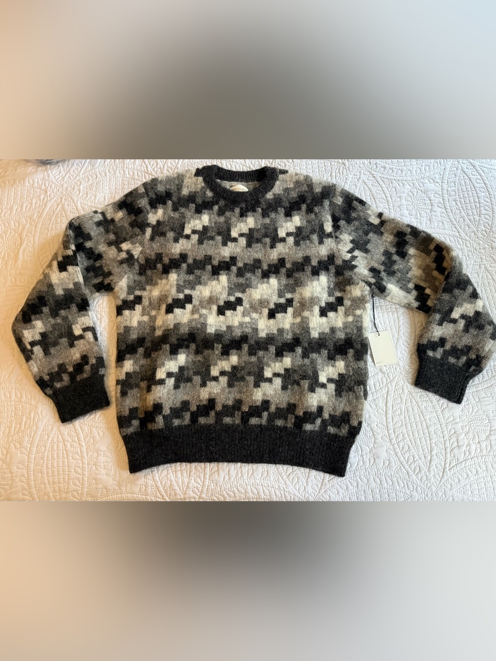 Aime Leon Dore ALD Surplus Houndstooth Crewneck Sweater ‘Beige Camo’ Size XL